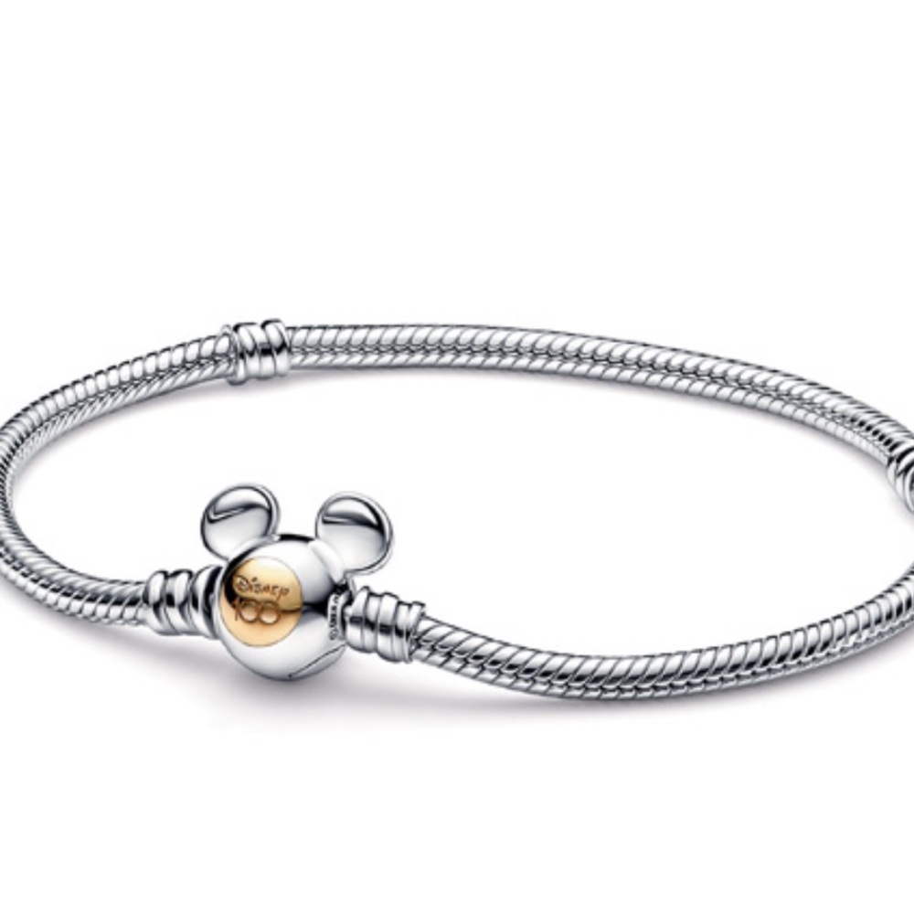 Authentic Disney 100th Anniversary Snake Chain Charm Bracelet 6.3”